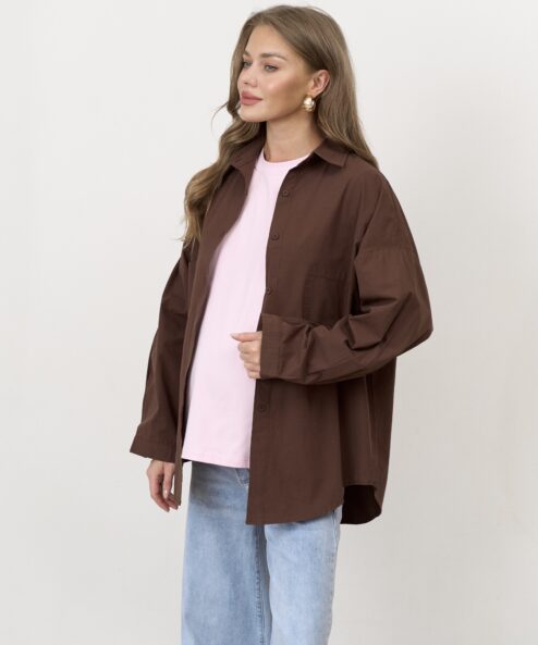 Шоколадная хлопковая рубашка-оверсайз Willow