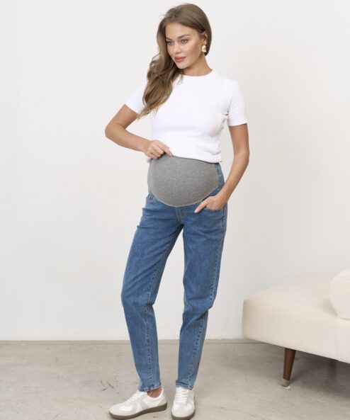 Голубые джинсы moms для будущих мам Frank