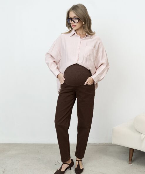 Темно-коричневые джинсы moms для будущих мам Desire