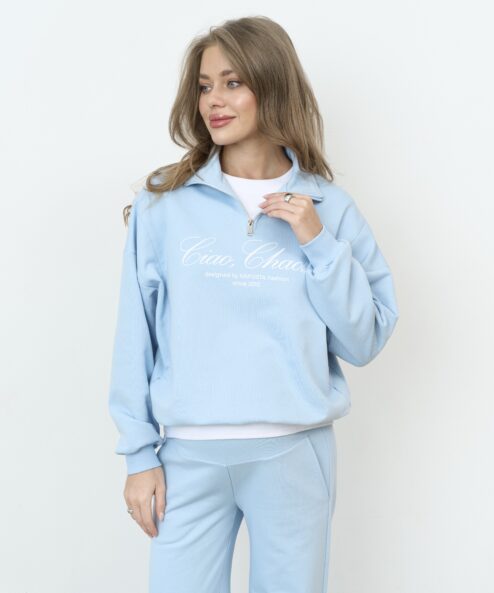 Светло-голубой свитшот для будущих и кормящих мам Ciao Chaos