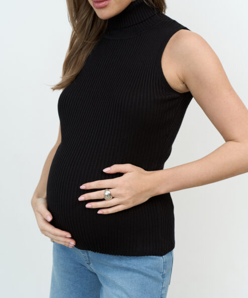 Alternative view of Черный трикотажный топ с высоким воротом Lemongrass