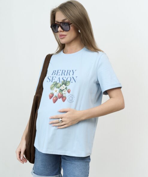 Голубая футболка для будущих и кормящих мам Berry Season