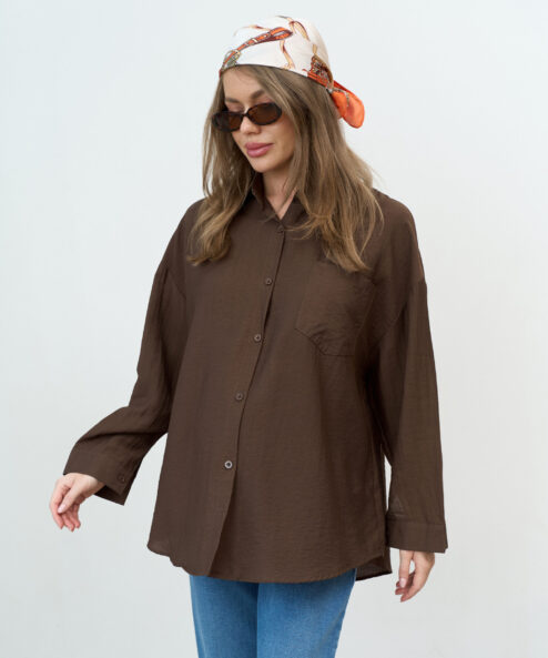 Шоколадная блуза свободного кроя Silky