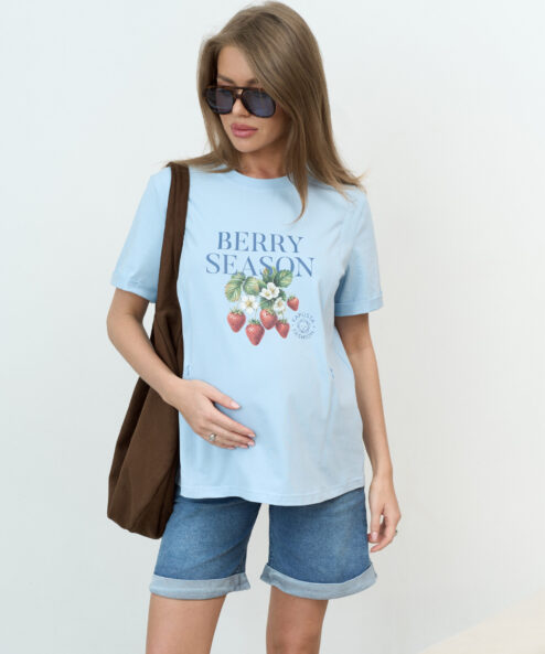 Голубая футболка для будущих и кормящих мам Berry Season