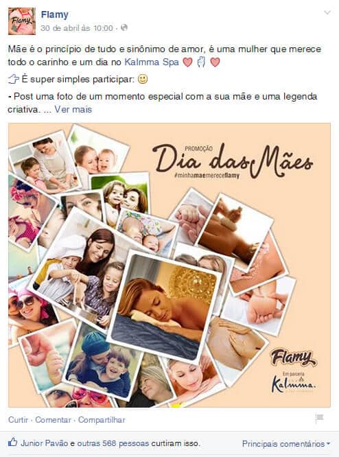 Post Flamy dia das mães