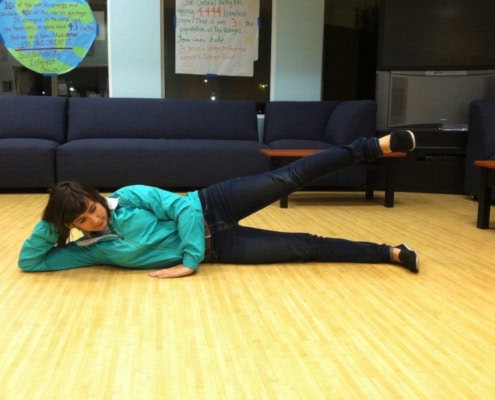 Side-lying leg raise exercise for gluteus medius strengthening