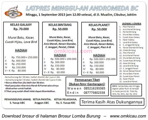 Brosur Latpres Andromeda BC Jakarta 1 Sept 2013
