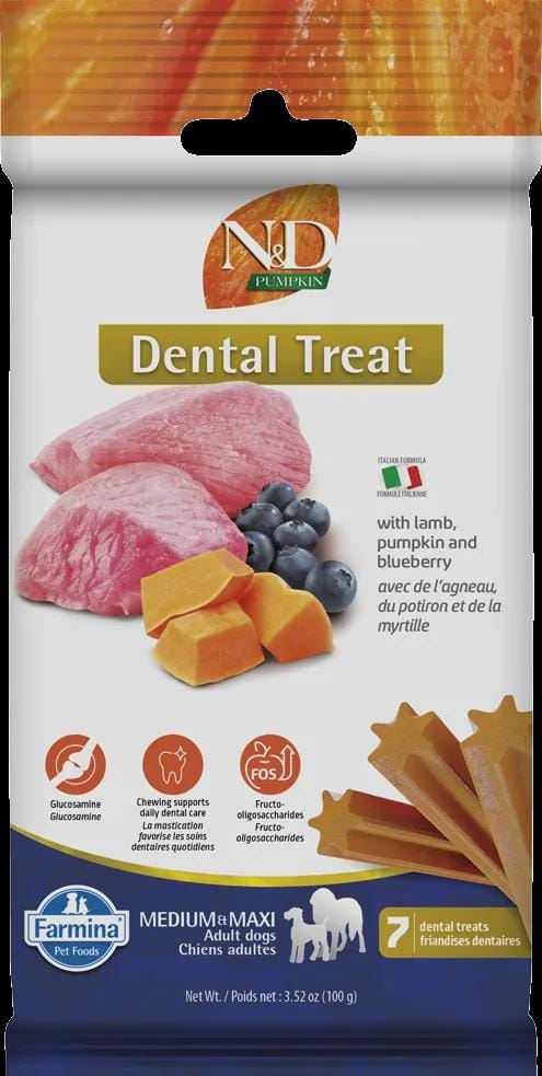 TREAT ND PUMPKIN DOG LAMB PUMPK BLUEB100g ADULT MED/MAX - лакомство