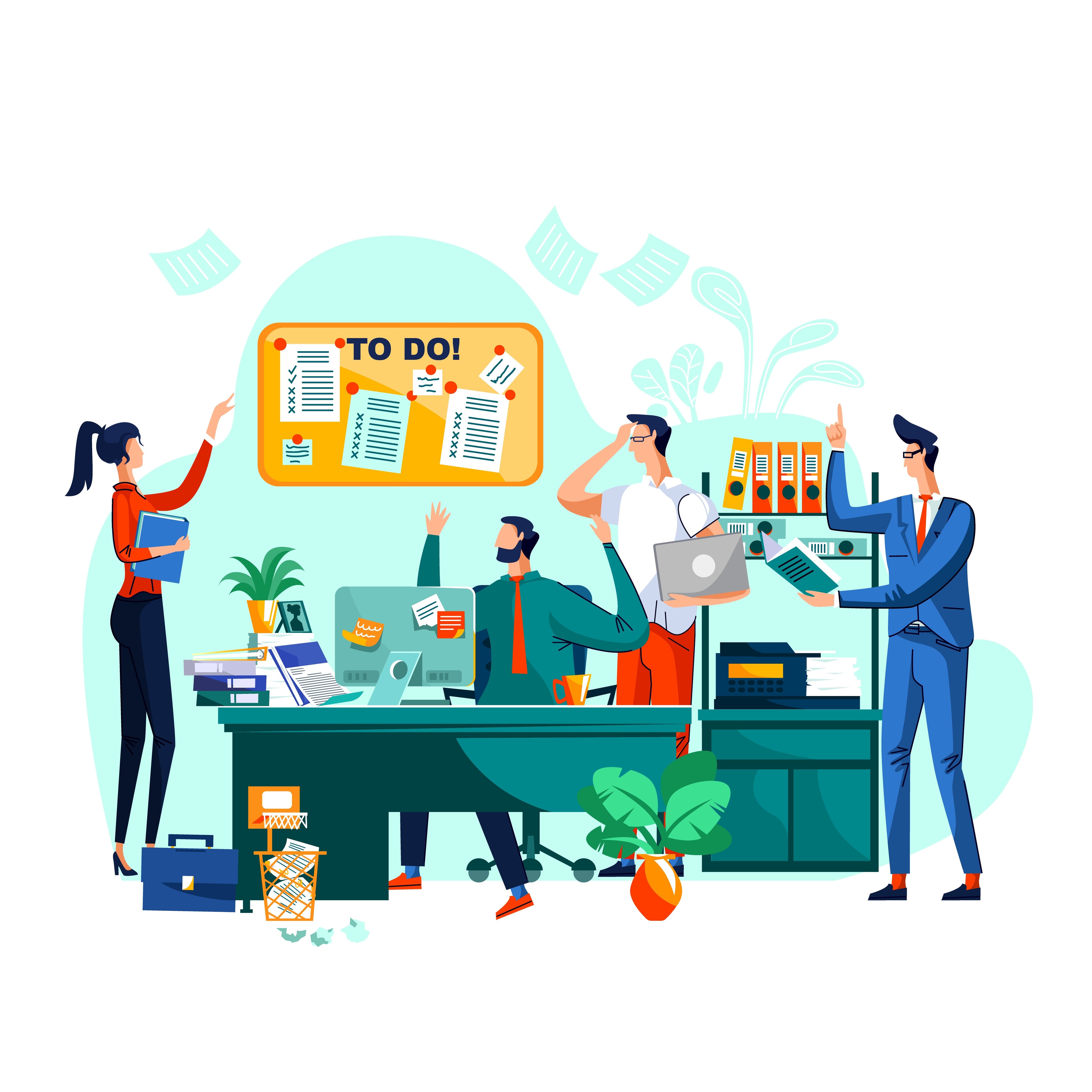Deadline teamwork and brainstorm business concept