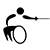 A pictogram of a wheelchair fencer