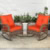 Brown Wicker/Orange Cushions