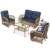 Brown Wicker/Navy Cushions