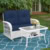 White Wicker/Navy Cushions