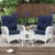 White Wicker/Navy Cushions