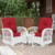 White Wicker/Red Cushions