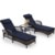 Dark Brown Wicker/Navy Blue Cushion