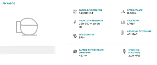 Compresor inverter modelo FMXA9CEl Compresor inverter A9CE