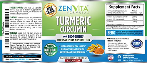 Turmeric Curcumin with Bioperine & 95% Curcuminoids - 200 Capsules, 1300 mg Per Serving, 100% Natural Premium Extract, Powerful Joint Support, Inflammation & Pain Relief Supplement - Image 6