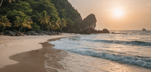 A beautiful sunsoaked island landscape