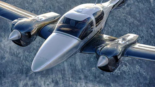 Diamond DA42 Twin Star in flight over the Pacific Northwest
