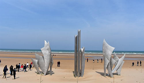 Students on Omaha Beach