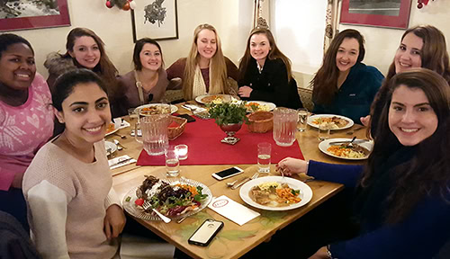 Group enjoying dinner