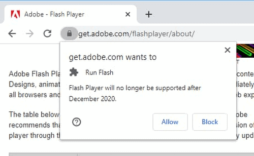 Adobe pop-up