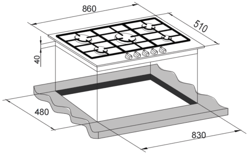 Carysil Built-In Stainless Steel Cooktop 90cm