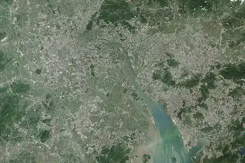 Satellite view of Pearl River Delta from NASA Earth Observatory