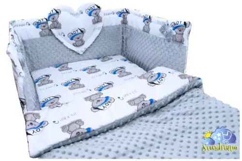 zestaw-do-lozeczka-z-ochraniaczem-z-sercem-boy-bialy-minky-szare
