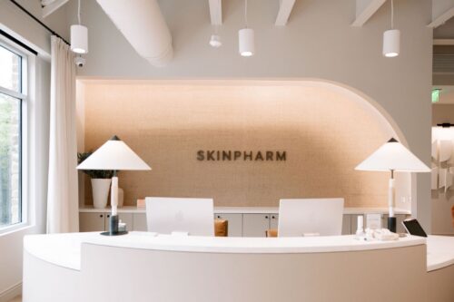 The lobby of Skin Pharm, a boutique skincare and aesthetics destination adding to the Raleigh health and wellness scene