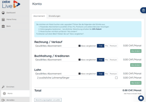 Free Versionen zum Start von pebe Live