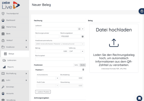 Beleg per Drag & Drop hochladen