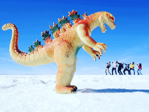 No end of amusing photo opportunities on the Salar de Uyuni