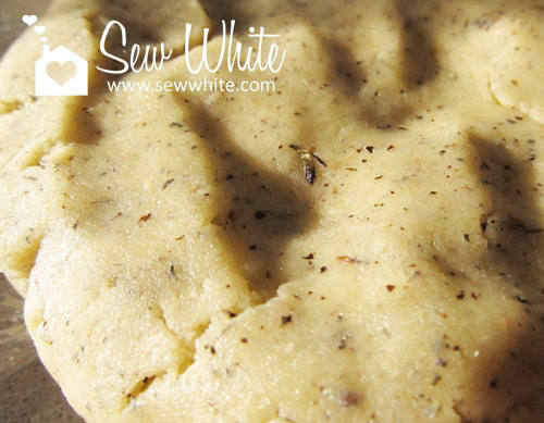 soft Lavender and Lady Grey Biscuit dough ready to rolled out