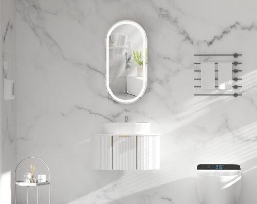 CARYSIL Noble 450x900mm MATTE WHITE Oval LED Shaving Cabinet