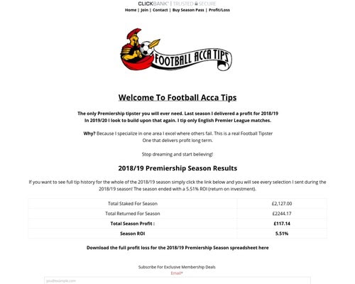 Football Acca Tips – English Premier League Tipster Service -