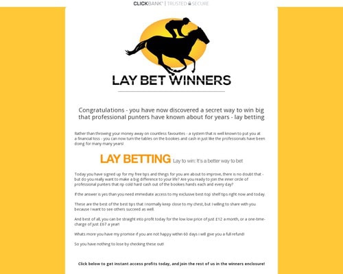 Lay Bet Winners Horse Racing Tips
