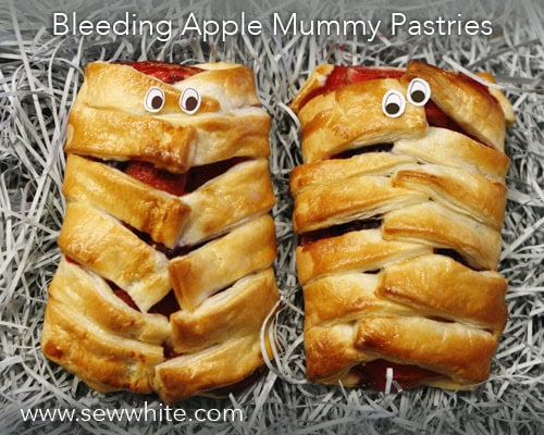 sew white bleeding apple mummy pastries 1