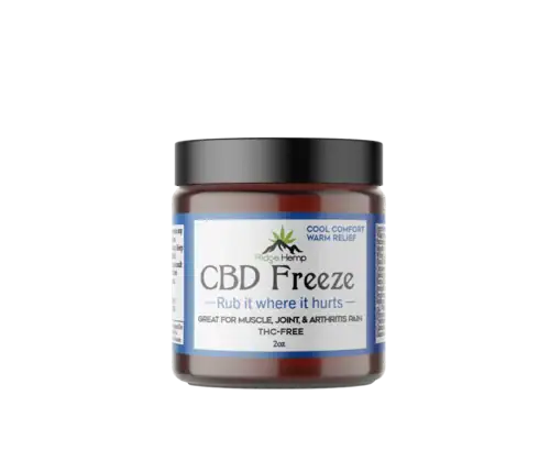 Amber jar containing CBD Freeze Muscle Gel THC-Free