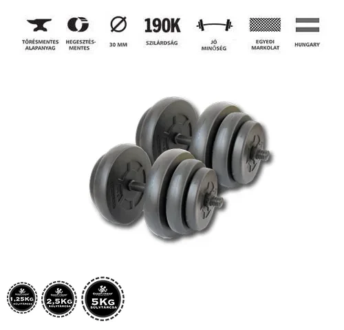 GazoFitness® Kézi Súlyzó 2 x 19Kg(Össz: 38Kg)Menetes súlyzórúddal