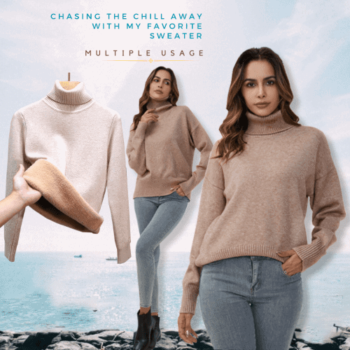 Cozy up in style with our Thick Turtleneck Sweater - Women's Essentials Knit Pullover product photo from Acuvick!