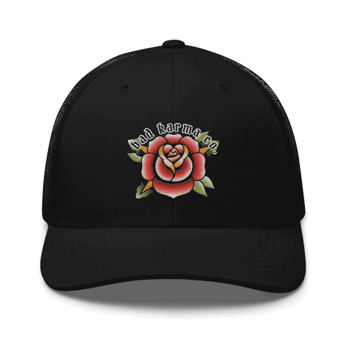 Rose Trucker Cap by Bad Karma Co.