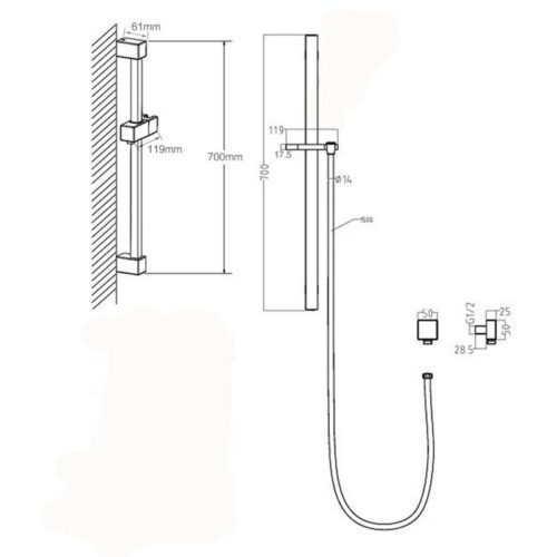 Square Brushed Nickel Handheld Shower Set
