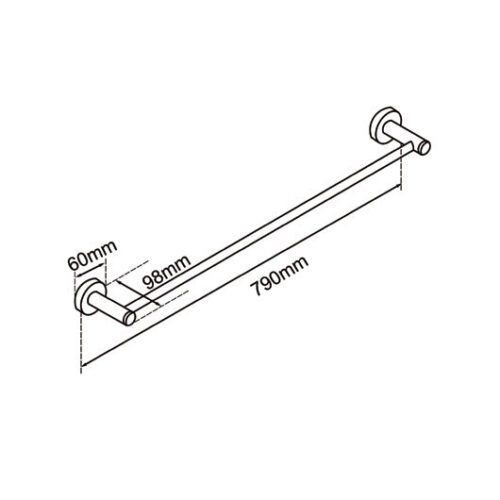 LUCID PIN- 800mm Brushed Copper Cuttable Single Towel Rail