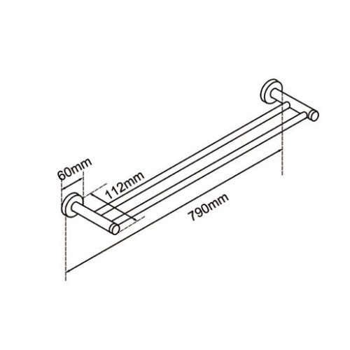LUCID PIN- Brushed Copper Cuttable Double Towel Rail