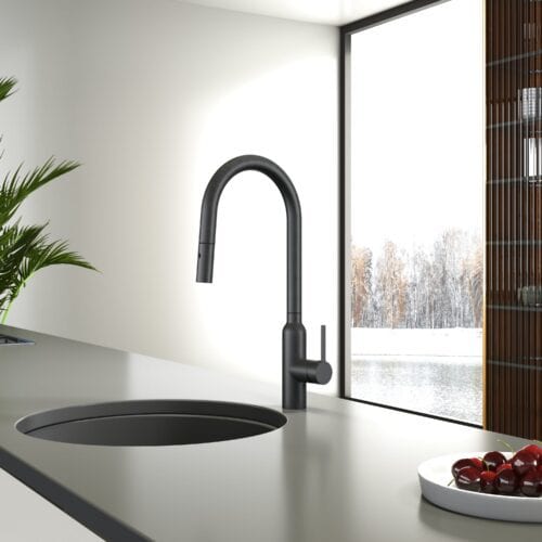 Navona Carysil Round Gun Metal Pull Out Kitchen Mixer