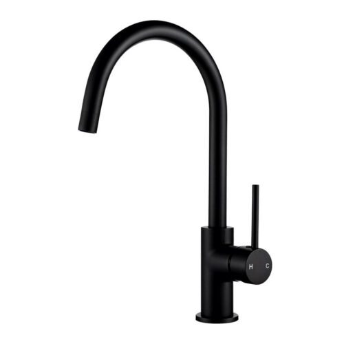 Round Matt Black Kitchen Sink Mixer Tap