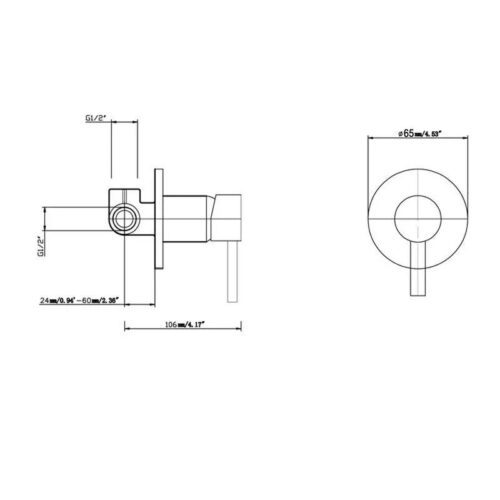 LUCID PIN- Black Wall Mixer ( 65MM Cover Plate)