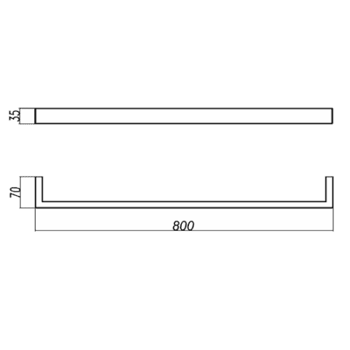IVANO Series Square Chrome Single Towel Rail 800mm
